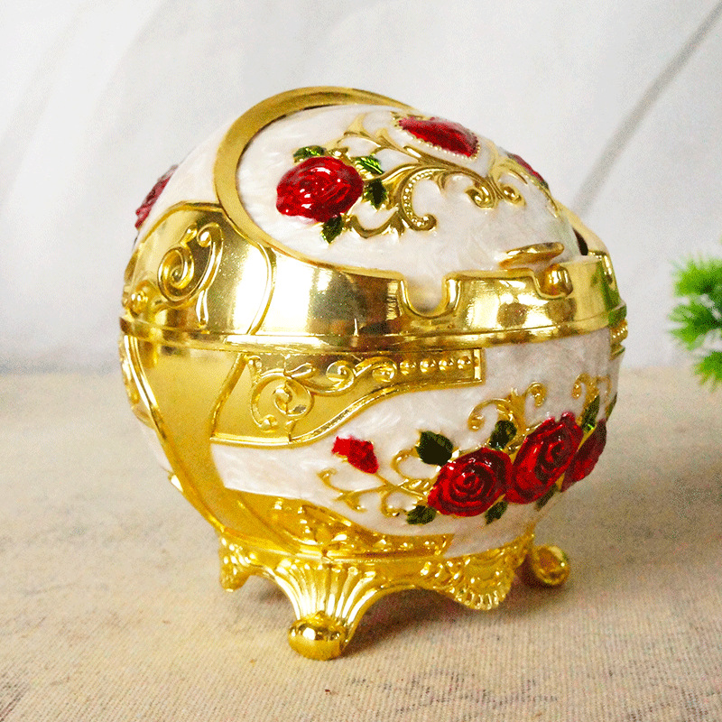 Tripod Spherical Rose Ashtray Exported to Russia Arab Wholesale Ornaments Alloy Metal Crafts