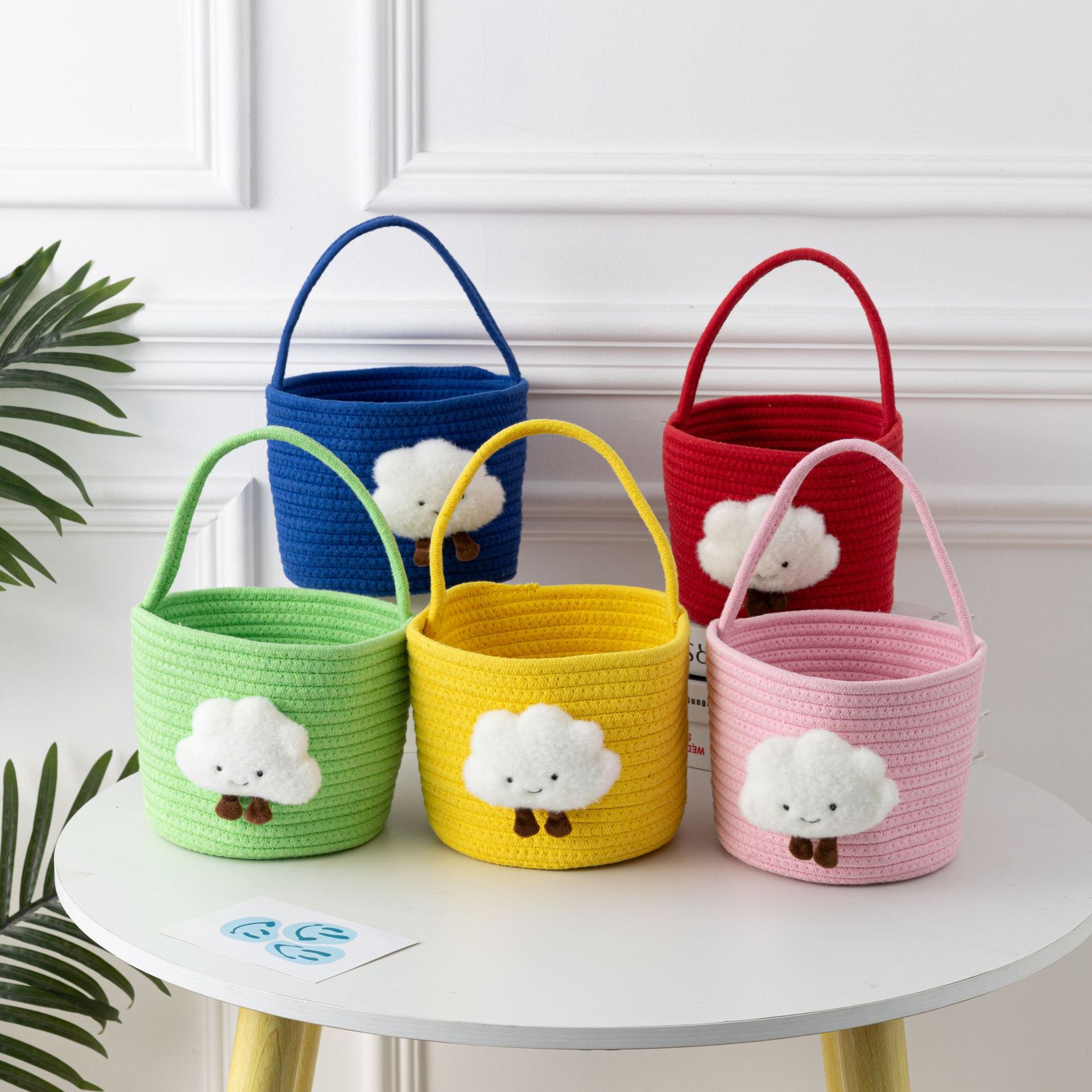 Cotton String Woven Handbag Straight Cotton String Bags Hand Gift Cotton Rope Storage Basket Cartoon Candy Packaging Cotton String Bags