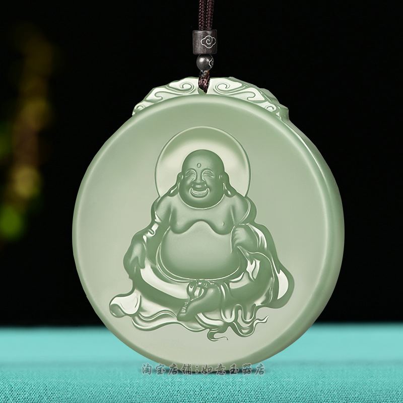 和田玉玉佛吊坠女弥勒佛笑佛玉佩玉石观音玉坠男挂坠情侣项链玉牌