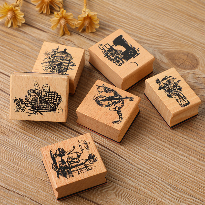 Creative Stationery Good Time Vintage Seal DIY Hand Account Artistic Daily Decoration Wooden Stamp 6 Models