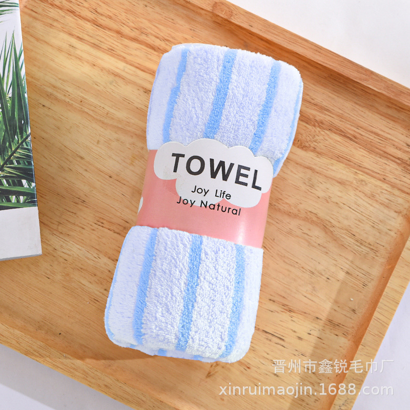 Factory in Stock Coral Fleece Towel Thickened Absorbent One Piece Dropshipping Striped Towel Five Pack Present Towel Wholesale