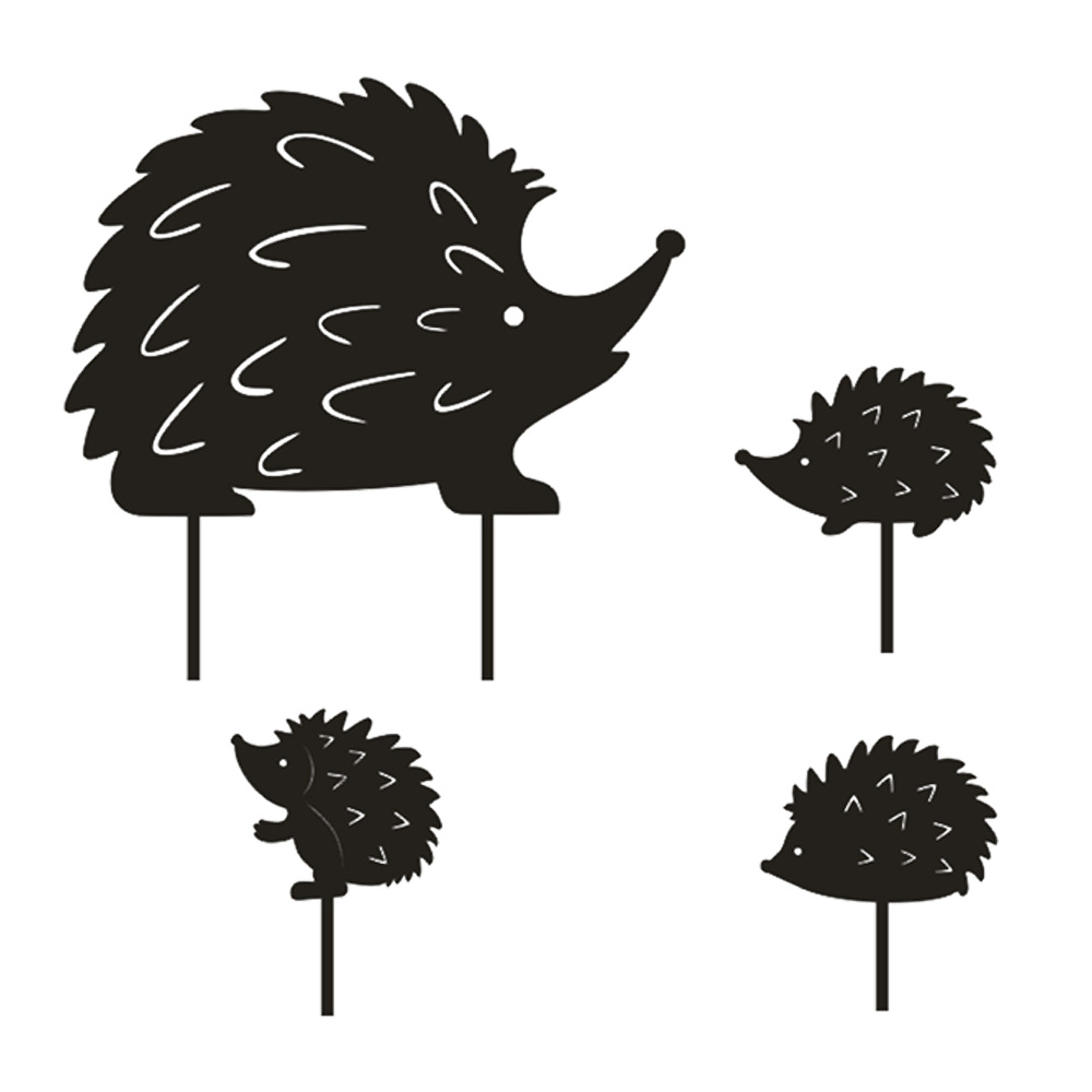 跨境铁艺花园刺猬装饰 动物剪影地插 镂空金属草地装饰工艺品