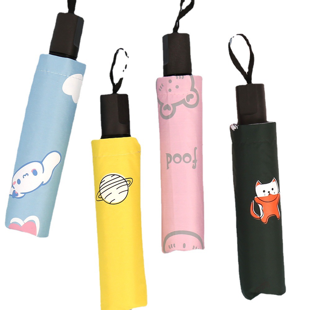 Cute Sun Girl Parasol Printed Advertising Logo Umbrella Wholesale Sunny and Rainy Dual-Use Folding Sunshade Gift Umbrella