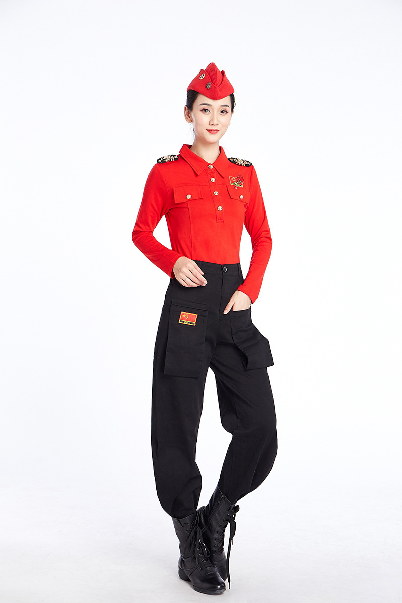 水兵舞裤子女军裤演出舞蹈服装萝卜裤广场舞演出练习哈伦裤工装裤