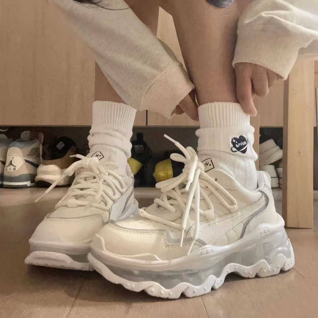 厚底果冻底老爹鞋女2023年春夏新款韩版百搭松糕运动休闲小白鞋