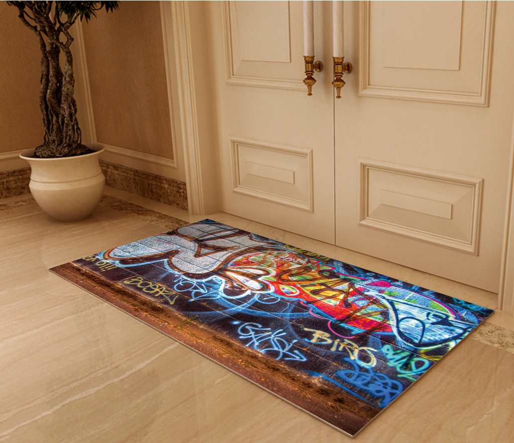 Cross-Border Foreign Trade Floor Mat Kitchen Door Mat Skull Printed Foot Mat Household Toilet Absorbent Mat Wholesale