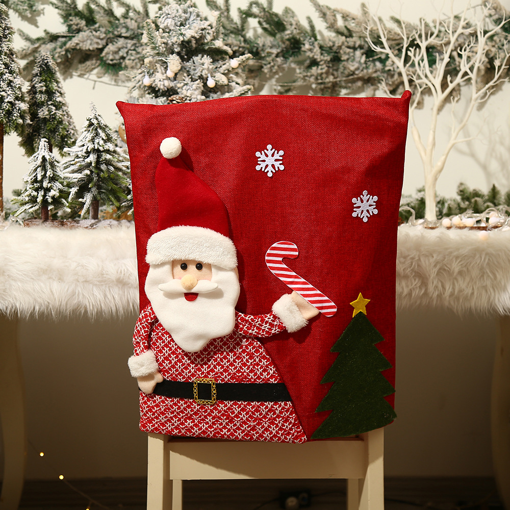 Christmas Decorative Creative Cute Old Man Snowman Elk Doll Chair Cover Living Room Dining Table Atmosphere Layout Supplies