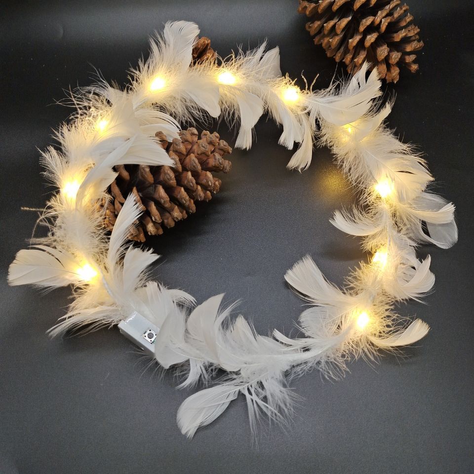 发光花环天使仙女花环羽毛头环新款毛绒网红头饰花环发光玩具