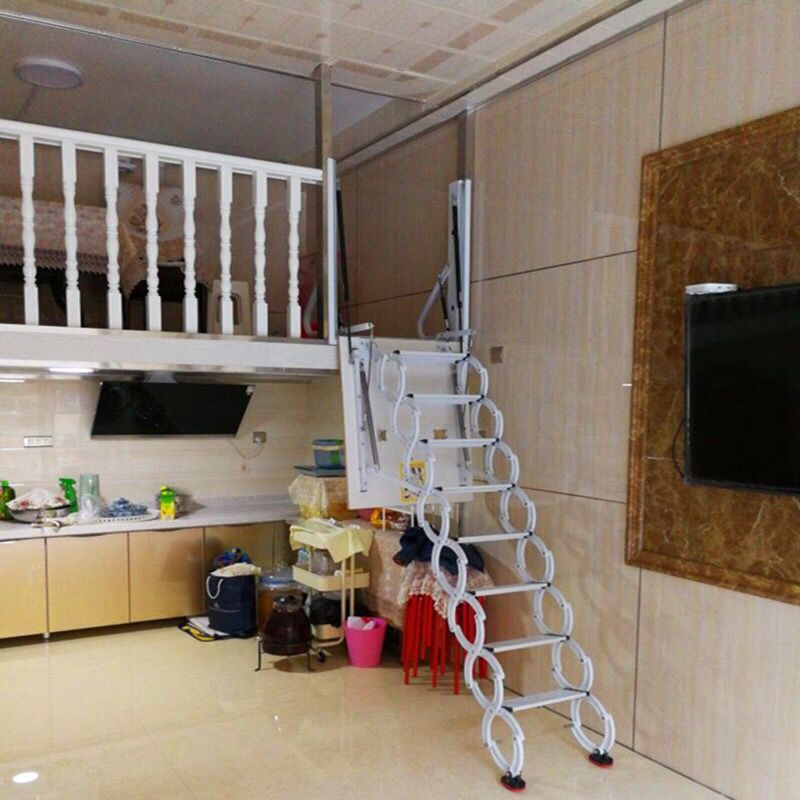 阁楼伸缩楼梯室内侧装家用顶装跃层吊铺折叠隔层复式电动隐形梯子