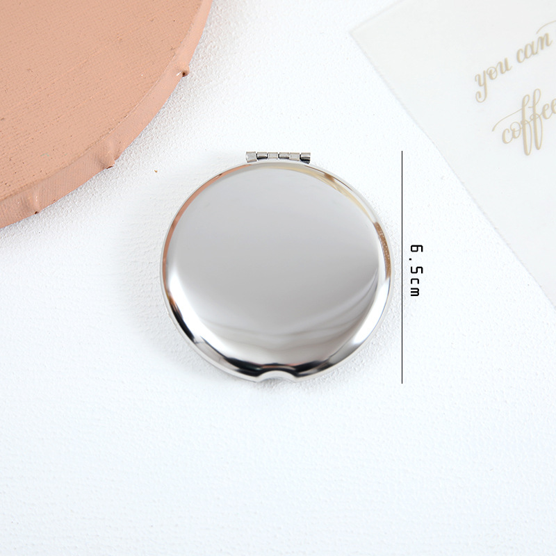 Cosmetic Mirror Stainless Steel Mini Mirror Folding Mirror Student Handheld Double Mirror Portable Clamshell Portable Mirror