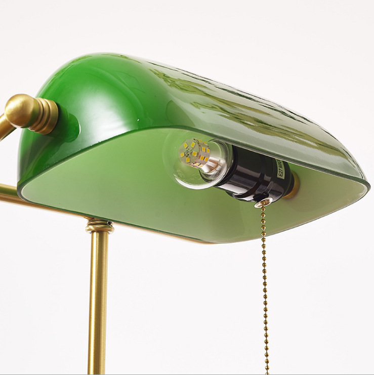 美式复古绿色民国银行台灯办公室装饰床头灯仿古铜色台灯一件代发