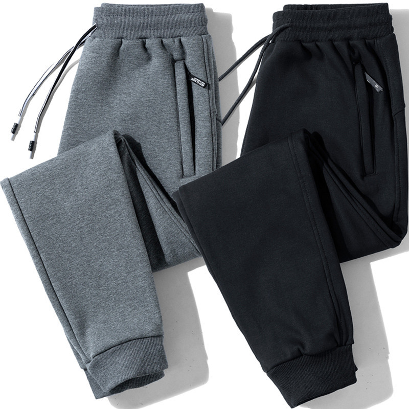   Gray Sports Pants Men's Clothing oose Trendy Straight-eg Trousers Youth eisure Tappered Sweatpants Zipper Pocket