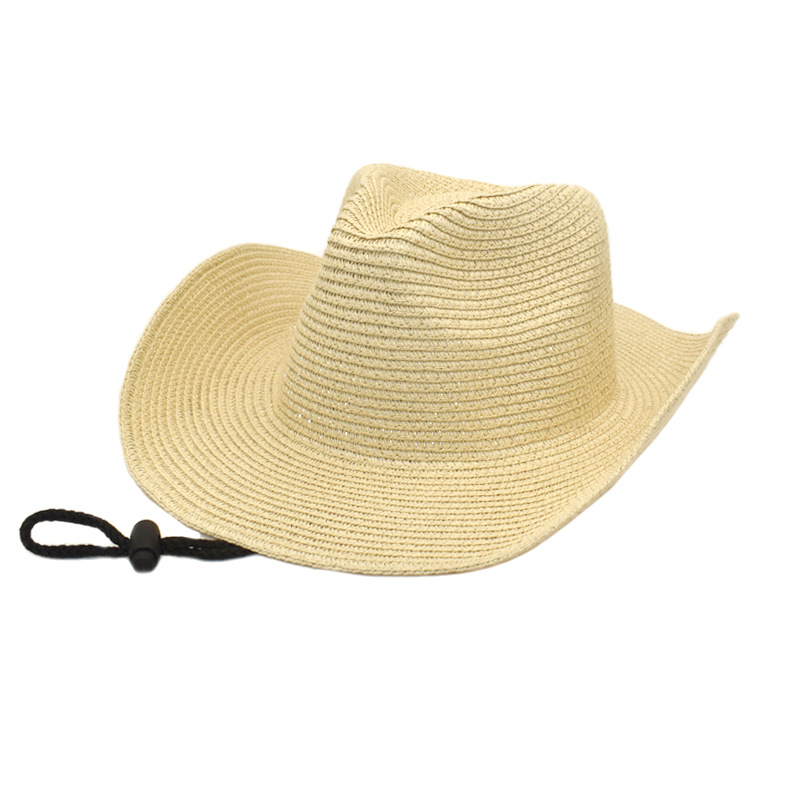 Foreign Trade Men's Western Cowboy Hat Sun-Proof Straw Hat Beach Sun Hat Men's and Women's Summer Fedora Hat Sun Hat Tide