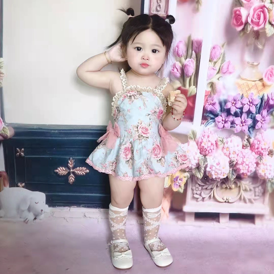 Ins Popular Summer Western Style Baby Princess Romper Skirt Children Lolita Skirt Girl Baby Suspender Skirt Baby Clothes