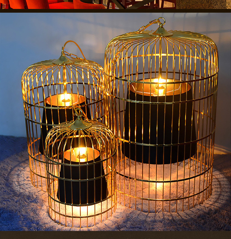 新中式铁艺鸟笼吊灯茶楼火锅饭店酒吧台工程精品装饰后现代餐厅灯