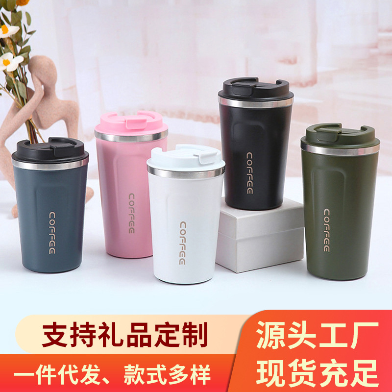 Simple 304 Stainless Steel Vacuum Thermos Cup Large Capacity Portable Handy Cup Men's and Women's Second Generation Coffee Cup in Stock