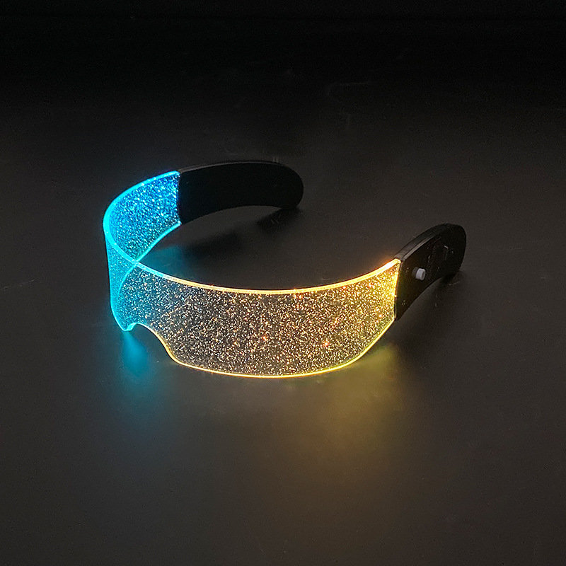 Led Colorful Luminous Glasses Ins Internet Celebrity Siamese Cyberpunk Sunglasses Science Fiction Bar Disco Flash Sunglasses