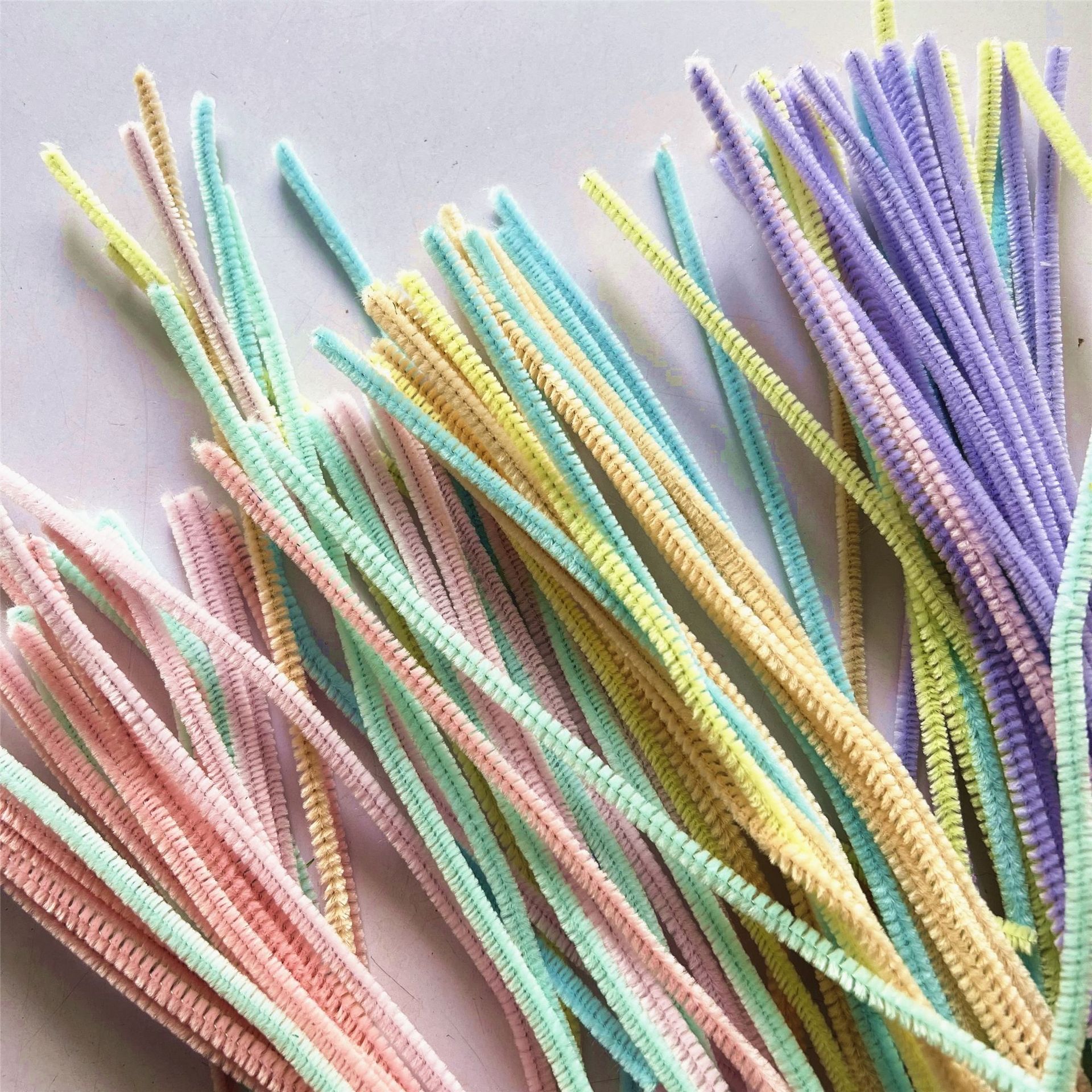 马卡龙色毛根毛条扭扭棒毛绒条创意幼儿园手工diy儿童制作材料包