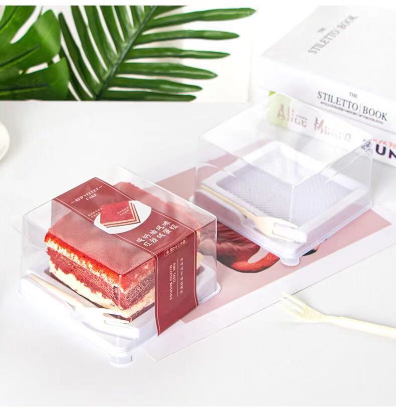 网红透明红丝绒黑森林蛋糕包装盒正方形塑料盒