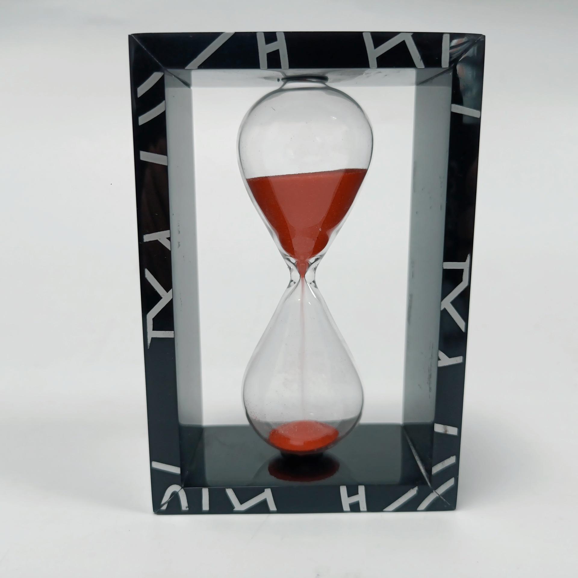 高档黑框亚克力玻璃沙漏方形家居沙漏摆件商务礼品沙漏批发流沙瓶