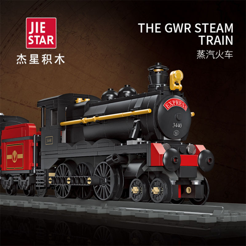 杰星59002科技系列gwr蒸汽火车模型儿童拼装小颗粒积木玩具男孩