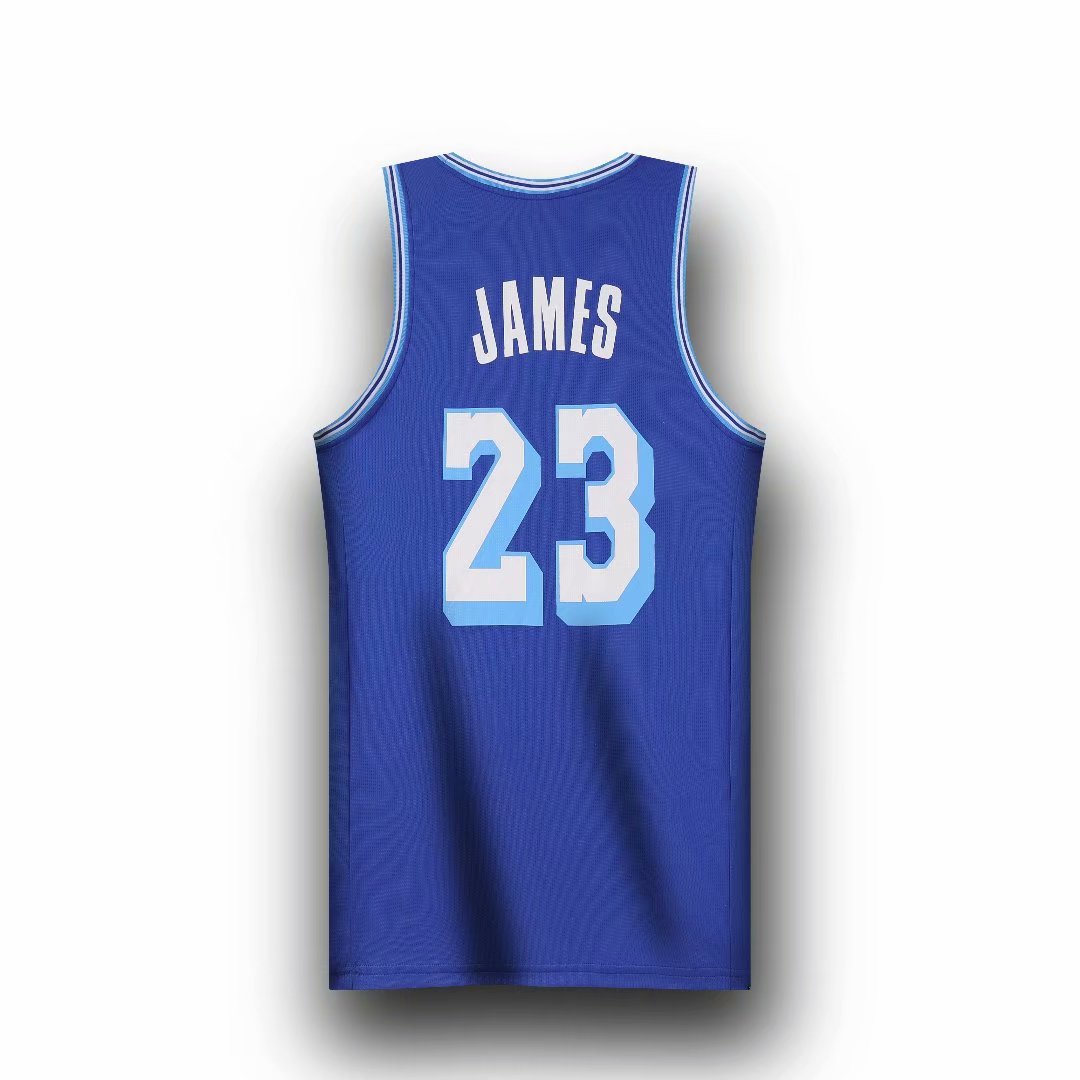 湖人队23号詹姆斯nba球衣白色城市版篮球服套装蓝色复古版球衣