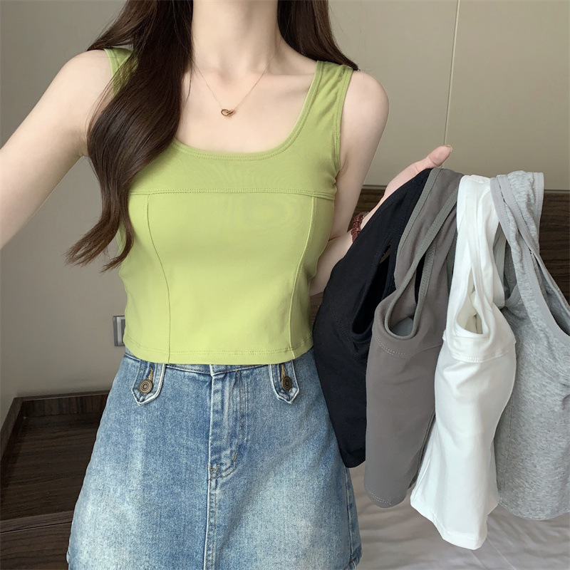 宽肩吊带背心女带胸垫打底美背裹胸性感内搭外穿百搭无袖辣妹上衣