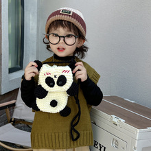 毛线钩织包包成品韩版儿童时尚新款可爱小熊猫手提斜跨配饰手机包