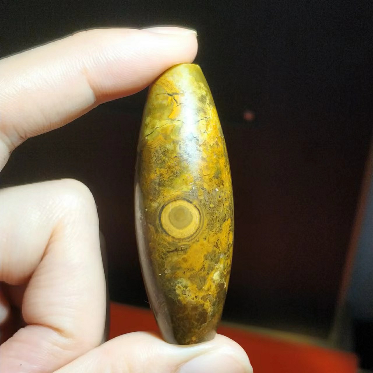 罕见天原蒙天珠九眼石页岩地表金钱眼睛石奇妙花纹强能量收藏品