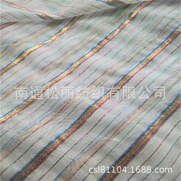 色织光边提花双层剪花泡泡纱金银丝绞综纱罗耐绿漂特宽竹节绉布