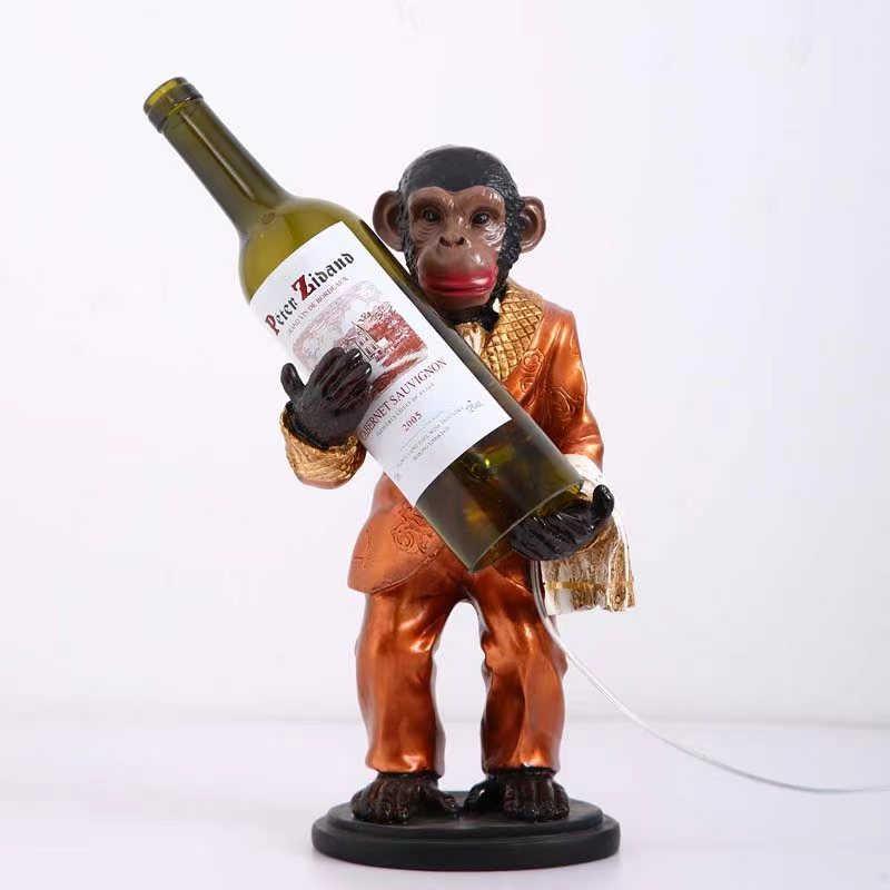 Orangutan Wine Bottle Table Lamp Nostalgic Special Decoration Creative Restaurant Bar Cafe Resin Monkey Table Lamp