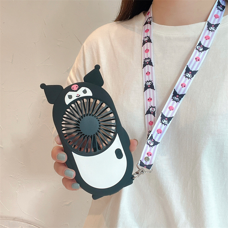 Sanrio Coolomi Small Fan Cartoon Halter Portable Portable Student Mute Usb Charging Small Fan