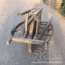 民俗老物件老木车木头手推车老旧独轮车农家院摆件影视道具