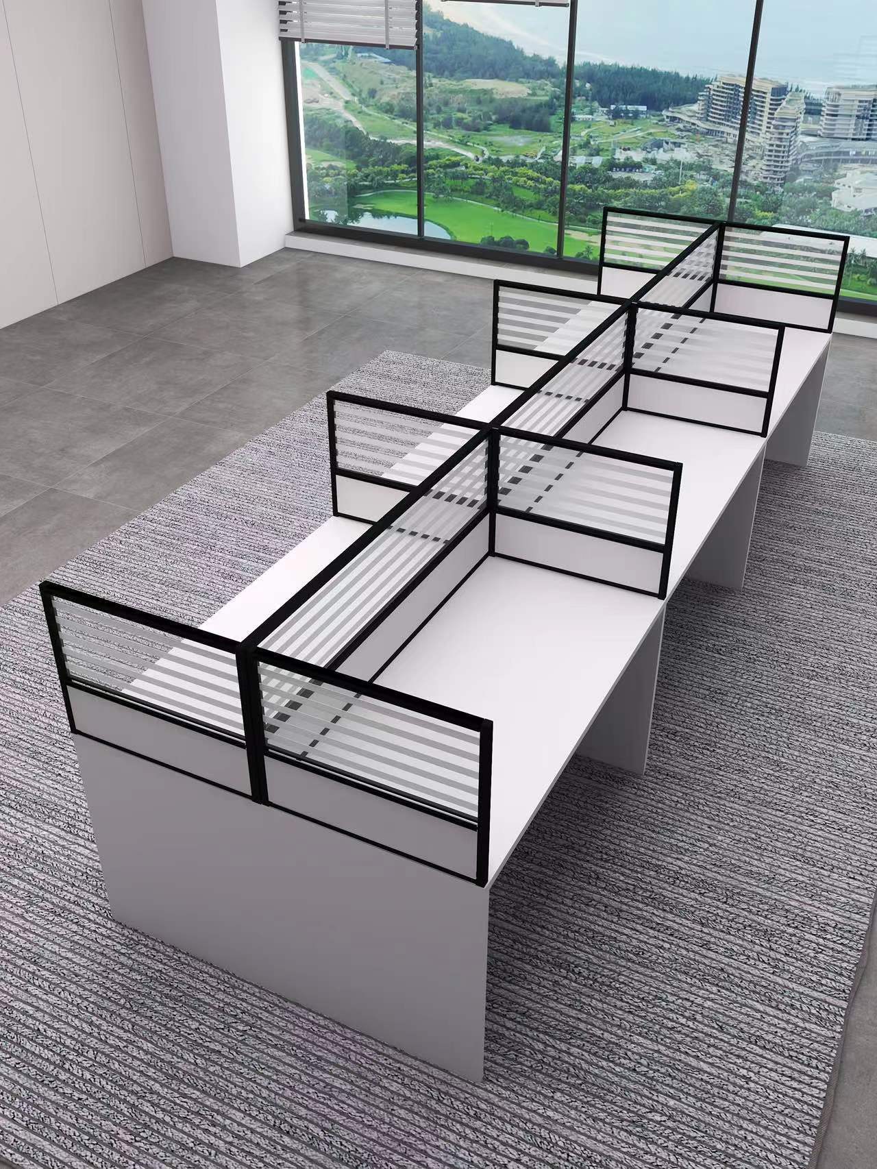 批发办公桌桌面屏风挡板防掉落围挡铝合金隔音办公室隔板玻璃隔断