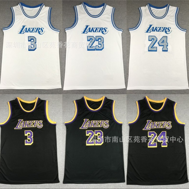 nba湖人队戴维斯#3白色城市版#23詹姆斯黑色奖励版#24科比篮球服