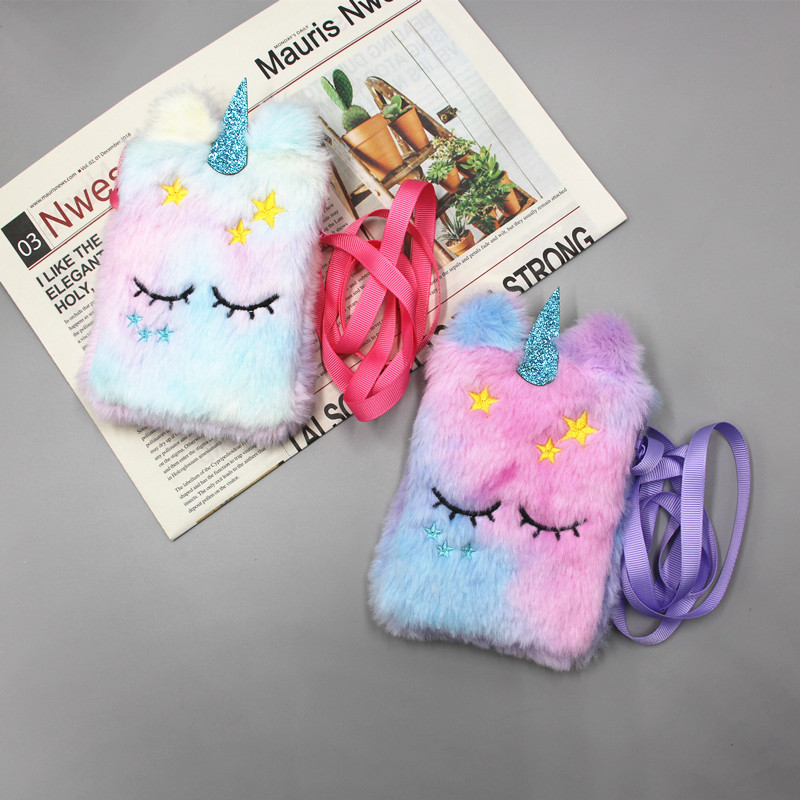 Unicorn Cartoon Unicorn Plush Shoulder Bag Cute Children Coin Purse Girl Cosmetic Bag Crossbody Bag