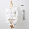 2021 spring clothes shirt French Lace Low collar white shirt Sense of design leisure time Irregular Easy shirt 2021 spring clothes shirt French Lace Low collar white shirt Sense of design leisure time Irregular Easy shirt
