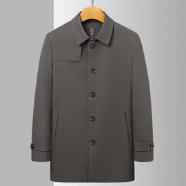 聖诺曼男装2022春季新款时尚商务休闲翻领中长款风衣外套男fz2233