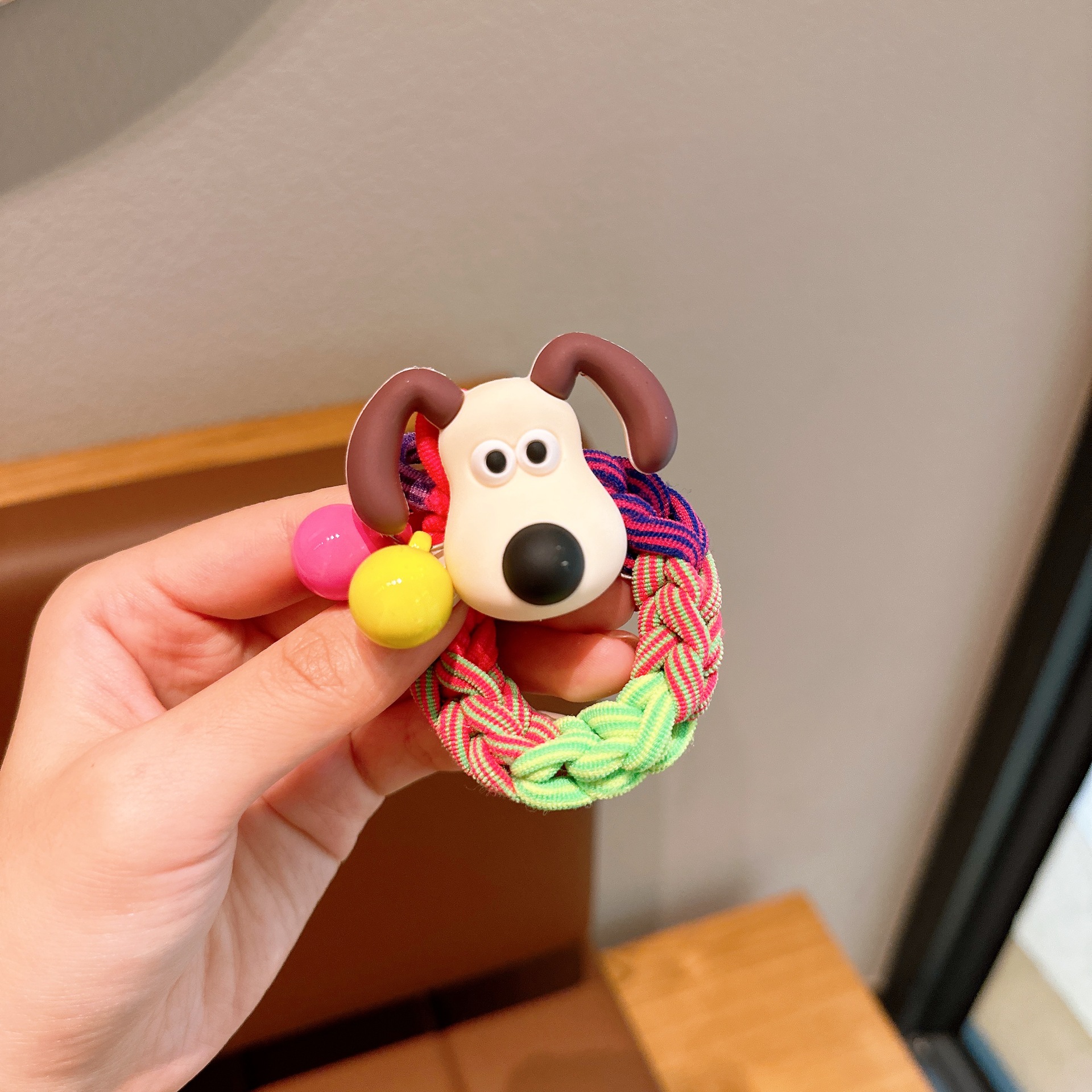 Cute Cartoon Dog Head Rope 2023 New High Elasticity Durable Rubber Band Hair Rope Rainbow Color Thickening Hair Band