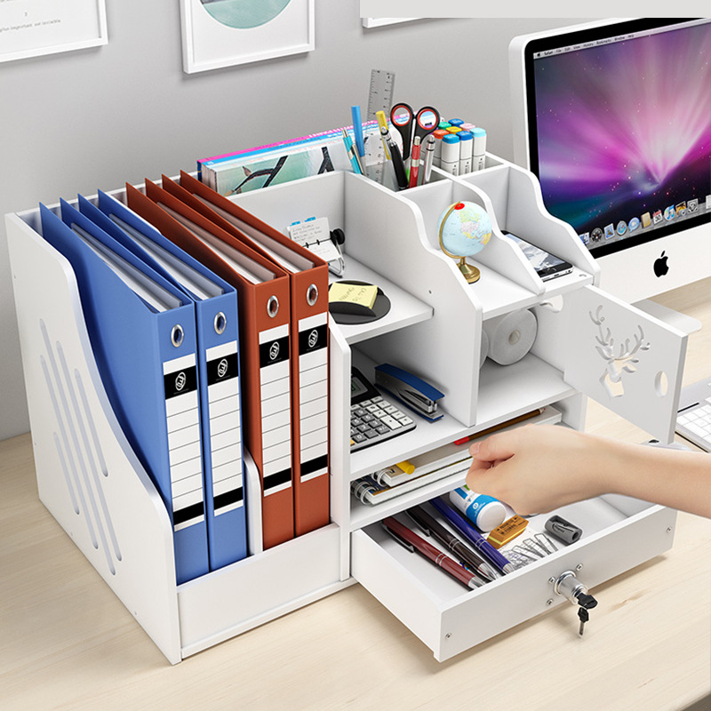 Desktop Bookshelf Multi-Layer A4 File Storage Rack Multi-Functional Data Organizing Book Stand Storage Rack Office File Rack