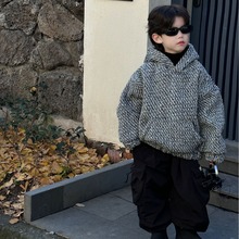泰如2023冬季新款韩版儿童重工小香加绒加厚卫衣男童百搭上衣潮