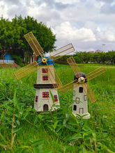 欧式复古荷兰风车摆件阳台花园庭院家居小摆设造景装饰品建筑模型