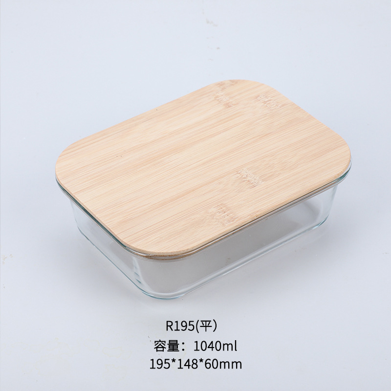 Wholesale Bamboo Wood Cover Glass Lunch Box Crisper Heat-Resistant Glass Borosilicate Japanese Lunch Box Microwave Oven