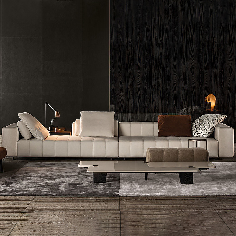 意式极简客厅转角沙发米洛提现代贵妃钢琴键沙发高档轻奢真皮沙发