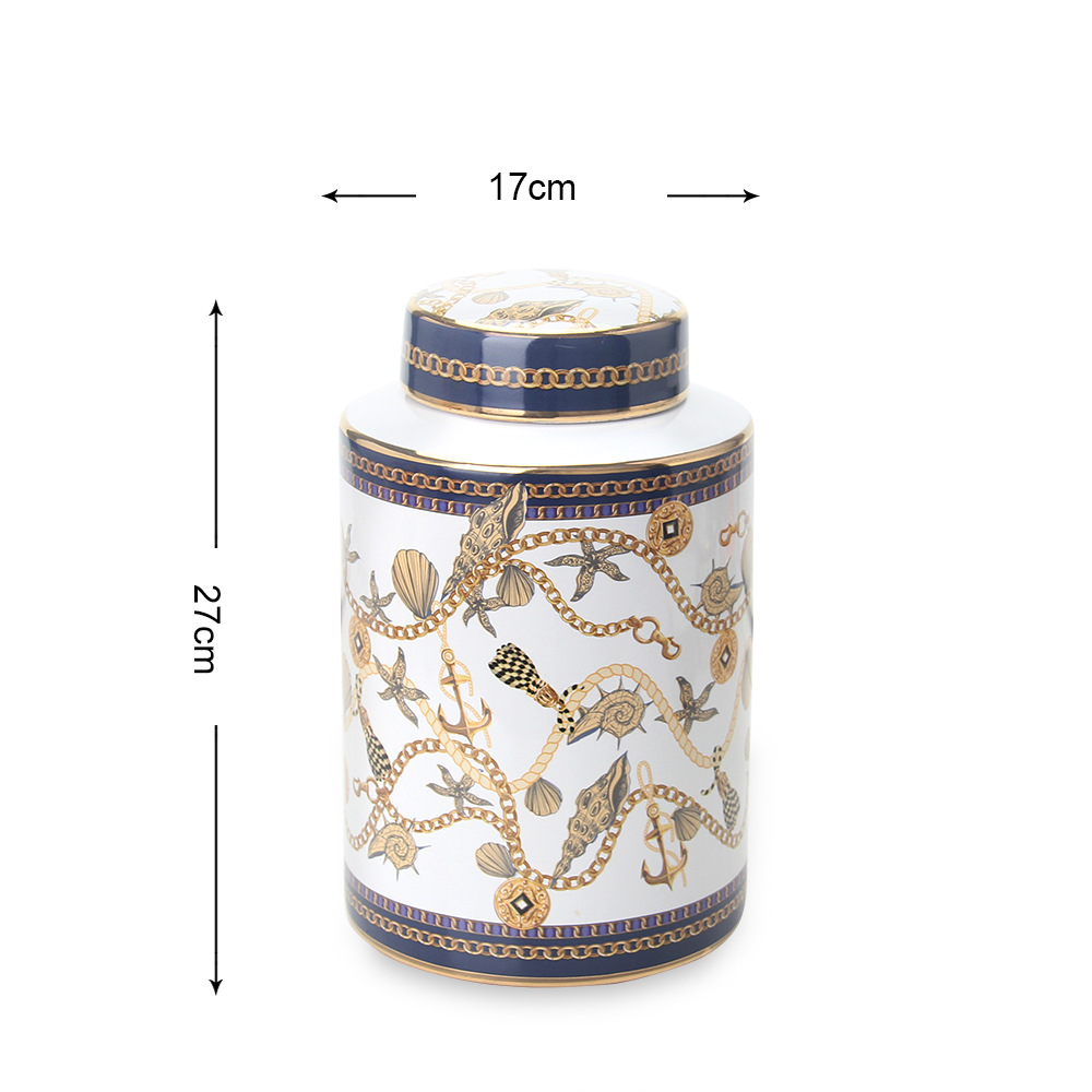 Chinese Retro Ceramic Tea Pot Pu'er Tea Caddy Dried Fruit Storage Tank Home Living Room Decoration Crafts