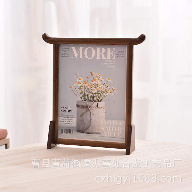 Solid Wood Double-Sided Photo Frame Creative Desktop Decoration Desk Calendar Wholesale Office Photo Frame Desktop Square Desk Calendar Commemorative Photo Frame