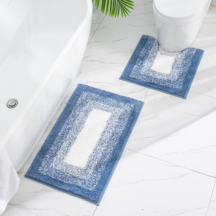 weihong sunroom microfiber bathroom mat gradient floor mat non-slip mat absorbent thickened striped toilet foot mat two-piece set