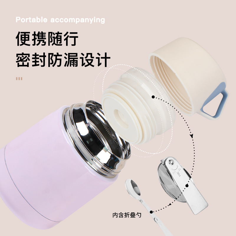 New Product Stewing Pot Wholesale Color Gold Frosted Portable Portable Insulated Lunch Box Congee Cooking Soup Bucket in Stock 304 Stainless Steel