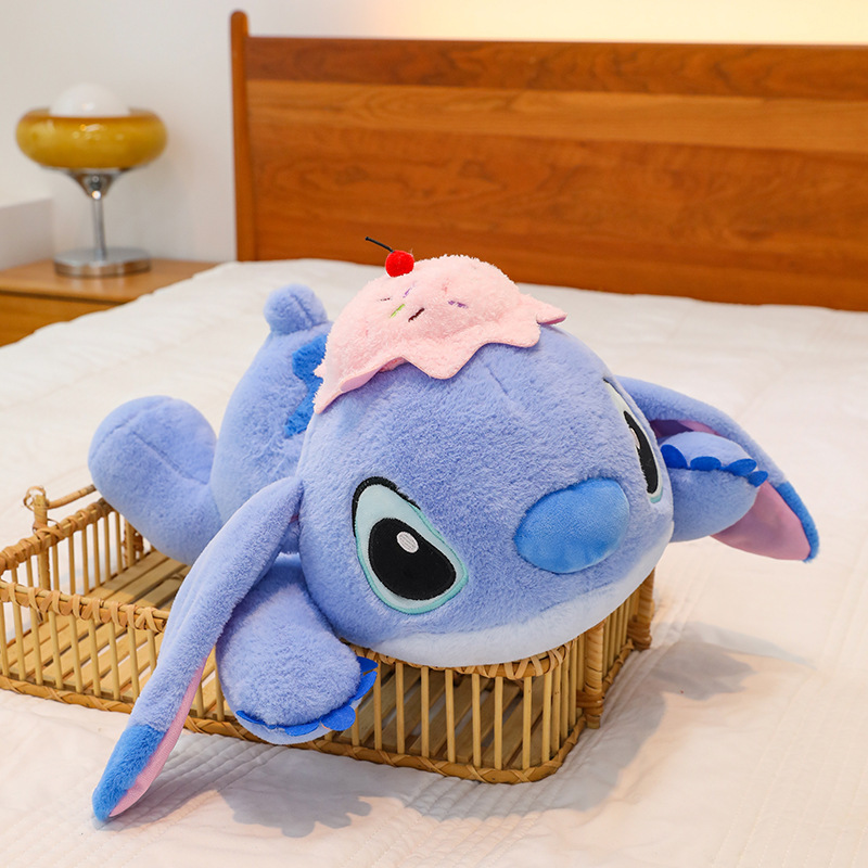 迪士尼趴款坐姿冰激凌史迪仔毛绒玩具公仔玩偶布娃娃抱枕礼物抓机