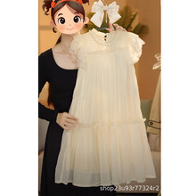 女童连衣裙夏季高级感2024新款儿童女网纱白色裙子女孩夏装公主裙